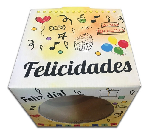 Caja Cubo Felicidades Carton 20x20x20cm 