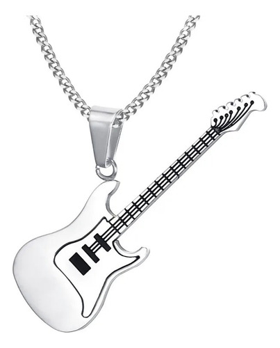 Collar Guitarra Electrica Silver Hombre Mujer Moda 2020