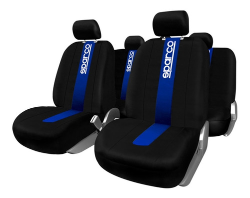 Imagen 1 de 6 de Juego Cubre Asientos Auto Logo Sparco Universales Tela Azul
