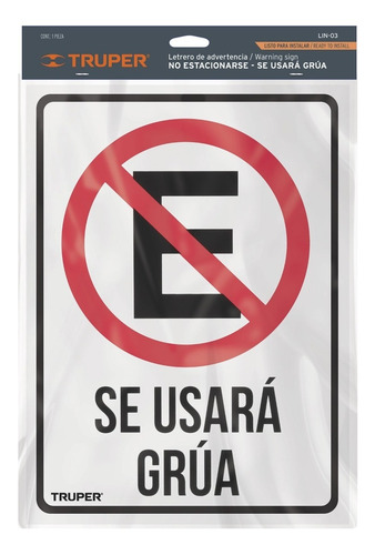 Imagen 2 de 4 de Letrero 'no Estacionarse' 25 x 34 Cm Truper 18347