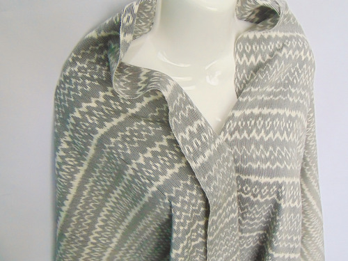 Rebozo Tradicional. 100% Algodón. Punta Fina Tejida Gris