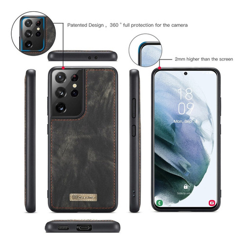 De Funda De Cuero Para Tipo Cartera Desmontable Unisex