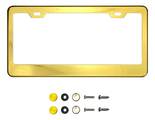 Marco De Matricula De Espejo Cromado Dorado T304 De Acero In