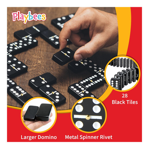 Playbees Jumbo Double Six Domininoes Set 28 Black Classic En