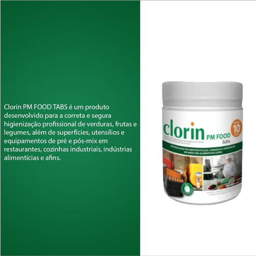 Clorin Pm Food Tabs Higienização Alimentos 10l