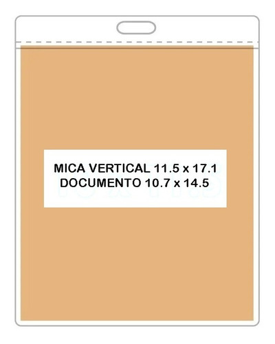 Mica Vertical  Porta Gafete Vinil 11.5 X 17.1 Lote 300 Pzas