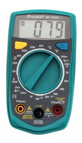 Multimetro Digital Proskit Mt-1233c Tester Luz Temperatura