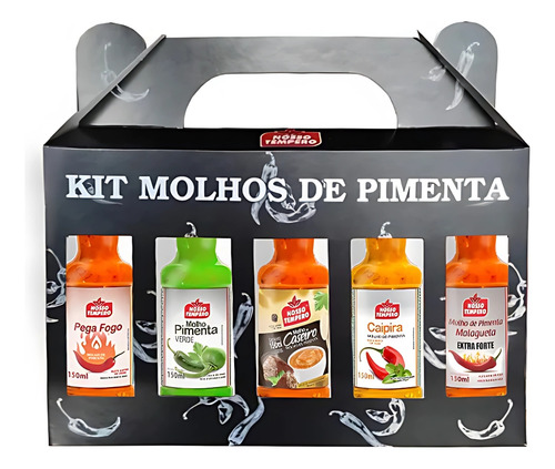 Kit 5 Molhos Pimenta Picante Nosso Tempero Presente Gourmet