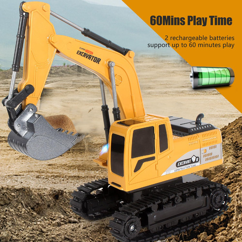 Jiakora Excavadora Rc Para Niños Con Pala Metalica Y Luz