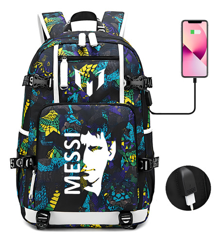 Mochila Escolar Transfronteriza Messi Luminosa, Mochila Neym Color 39 Diseño De La Tela 15*30*47