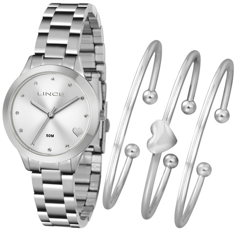 Relógio Lince Feminino Prata - Lrm4450l Kt85 S1sx + Pulseira