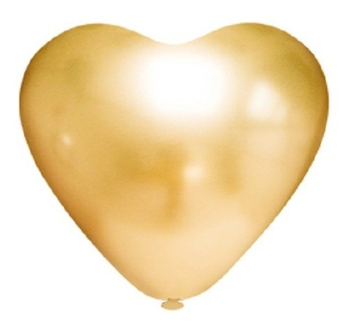 Bexiga Balões Metalizado Coração Platino Nº10 C/25un Dourado