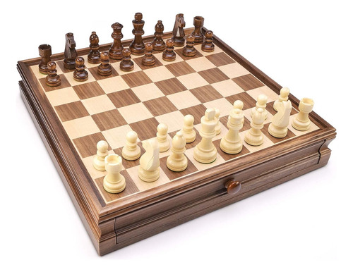 Amerous Juego De Ajedrez Y Damas De Madera De 15 X 15 Con De