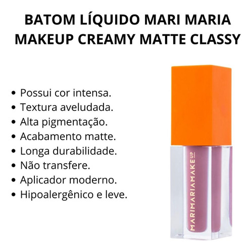 Batom Líquido Mari Maria Makeup Creamy Matte Classy 4ml