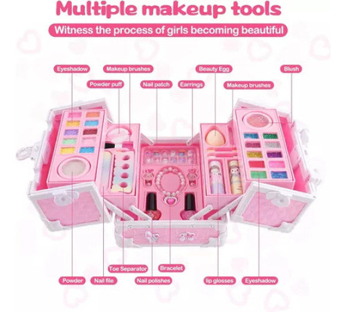 Maquillaje Real Y Lavable, Bolsos De Belleza Para Niñas