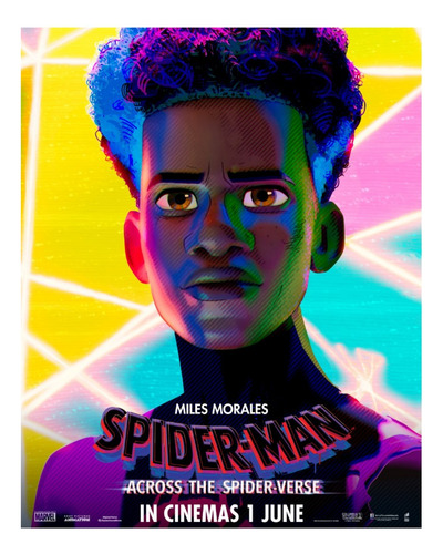 Póster Spiderman Spiderverso Miles Morales Efecto Luces Cine