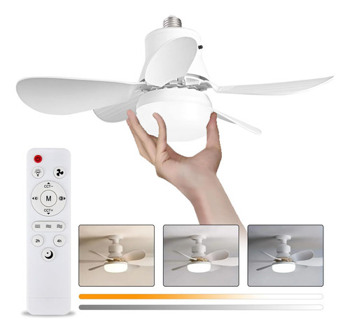Ventilador De Techo Moderno Con Control De Bombilla Led 30w