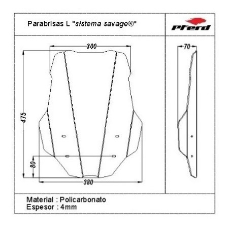 Imagen 3 de 4 de Sistema Savage Dominar 400 Parabrisas 48 Cm - Pferd Om