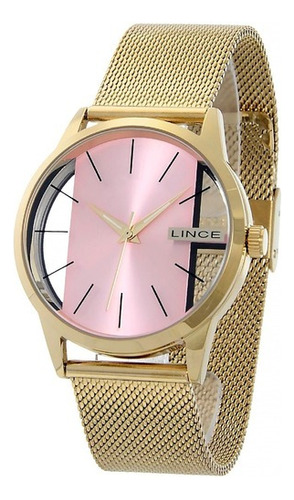 Relogio Lince Feminino Dourado Social Analogico Lrg624l