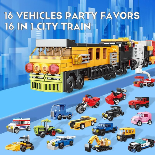 Paquete 16 Bloques De Construcción Favores De Fiesta Para Ni