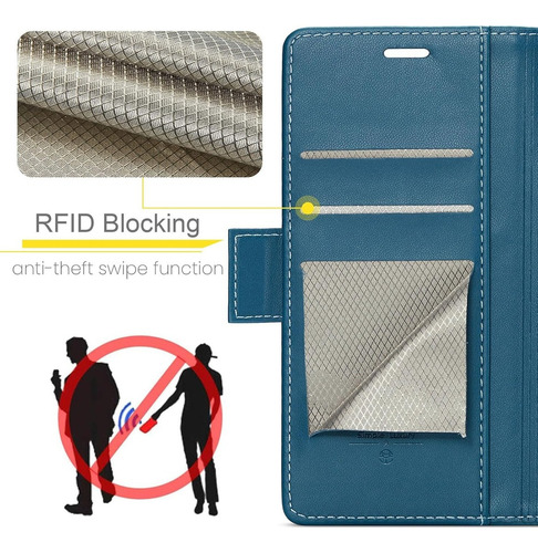 Funda Para Samsung S25 Plus Caseme Leather Cuero Colores Azul Petróleo