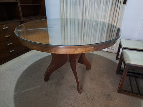 Mesa De Madera Maciza Redonda Extensible Marrón Oscuro Marrón Oscuro (Usado)