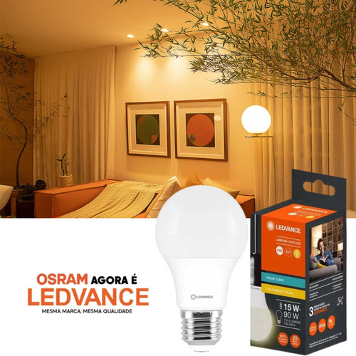 Lâmpada Led Bulbo 15w 3000k 1311lm Bivolt Ledvance