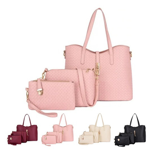 Nuevo Bolso De Mujer De Moda Patrón Tejido De Tres Piezas Nuevo Bolso De Mujer De Moda Patrón Tejido De Tres Piezas