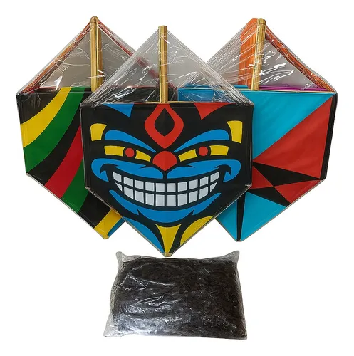 comprar Kit Pacote Pipas Mucha 50cm E 50 Metros De Rabiola 
