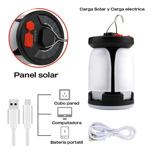 Foco Led Recargable Solar De Emergencia 3 Aspas