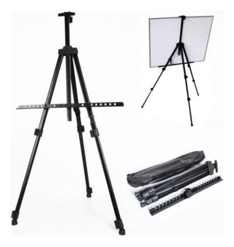 Atril Telescóp. P/ Pizarra Led Cuadro Bastidor Pintura Art Negro