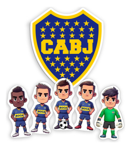 Adorno Pinche Jugadores Cuadros Con Escudo X6u Color Azul Boca Con Escudo