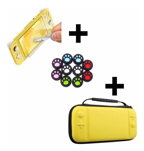 Estuche Nintendo Switch Lite Mas Vidrio Templado Mas Grips