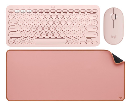 Logitech Combo: Teclado K380 + Mouse M350 + Desk Mat / Rosa