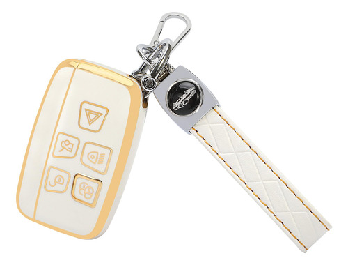 Funda Para Llavero Land Rover Con Llavero De 5 Botones Blanc