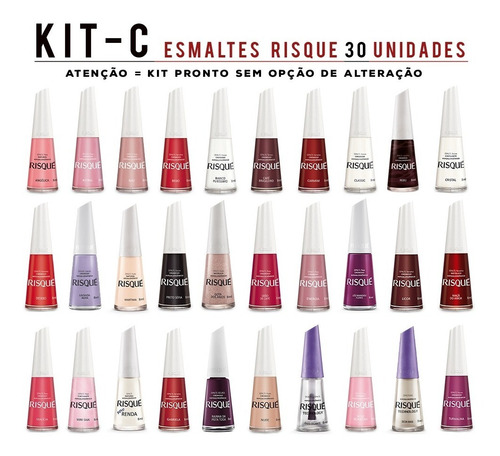 Kit 30 Esmaltes Risque Manicure Atacado Escolha Wxz