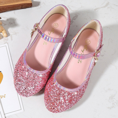 Zapatos De Princesa Con Lentejuelas Plateadas Para Niña