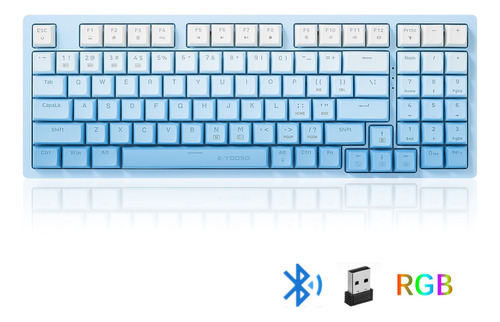 TERPORT 90% Teclado Inalámbrico Recargable RGB, Bluetooth+2.4g Usb+cable removible, Outemu Blanco Switch Hot-swappable, Teclado Gamer Inalámbrico Bluetooth Para PC/laptops/tabletas/celulares