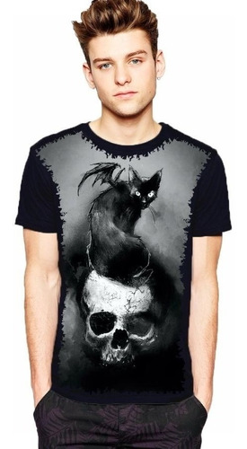 Camiseta Criança 5%off Legal Gato Preto Black Cat Dark Linda