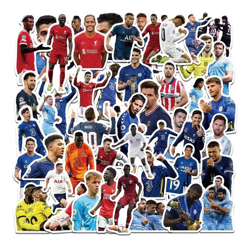 50 Stickers Estrellas Del Futbol - Etiquetas Autoadhesivas