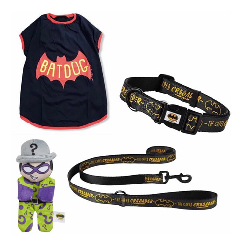 Remera De Batman + Collar Y Correa + Juguete De Regalo 