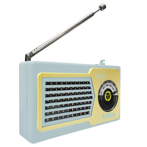 Radio Portatil Retro Vintage Spica Sp580 Am/fm Pila Colores Color Celeste