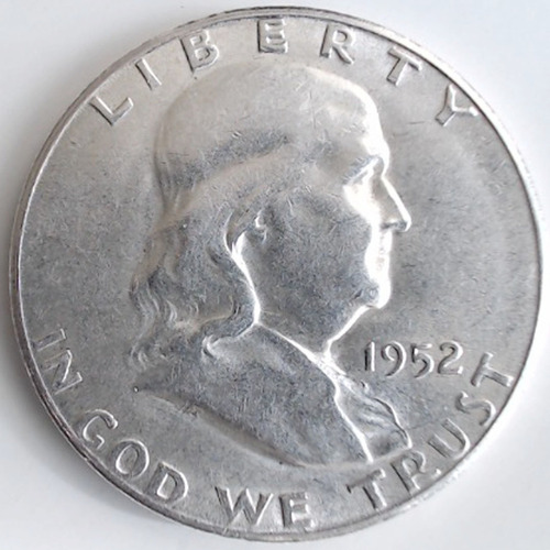 1952 S Moneda D Plata 50c Franklin Antigua Ley .90 Lote Veb