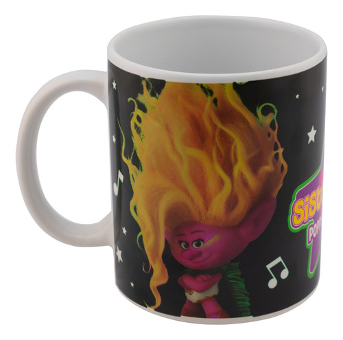 Taza De Cerámica Trolls 3 Que Cambia De Color 340 Ml Color Negro