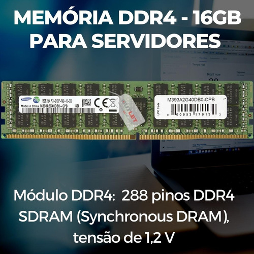 Memória16gb 2rx4 Pc4 2133p Pc4 17000r Ddr4 Registrado Server