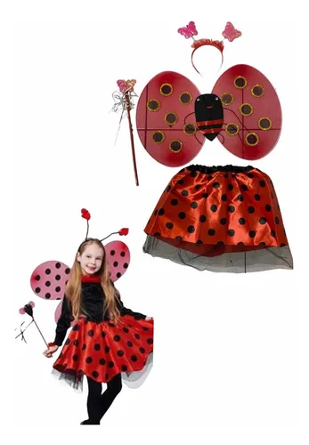 comprar Disfraz Chinita Mariquita Niñas Alas+ Tutú Y Accesorios