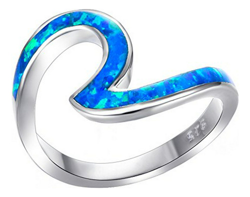 Blaike - Anillo De Plata De Ley 925 Con Ondas Para Mujer, An