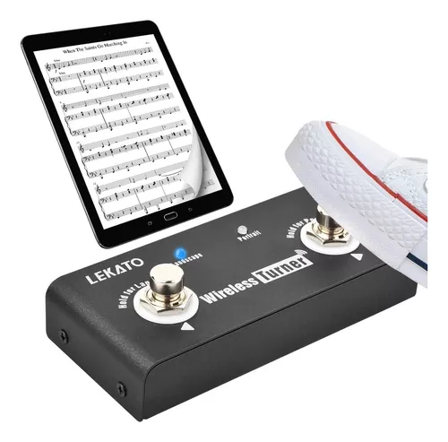 Pedal bluetooth virador de página sem fio, pedal sem fio controlador de música  para tablets instrumento