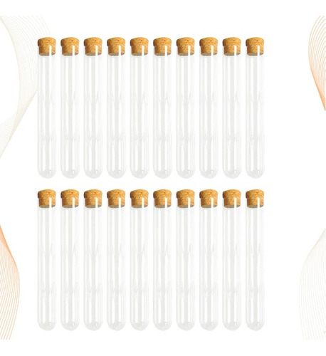 Tubo De Ensaio De Vidro 25x200mm Com Tampa Rolha Pct Com 20