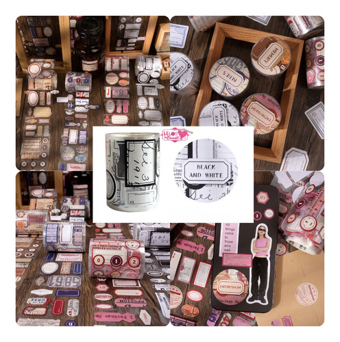 Stickers En Rollo Estilo Vintage 3m Largo Scrapbook Negro